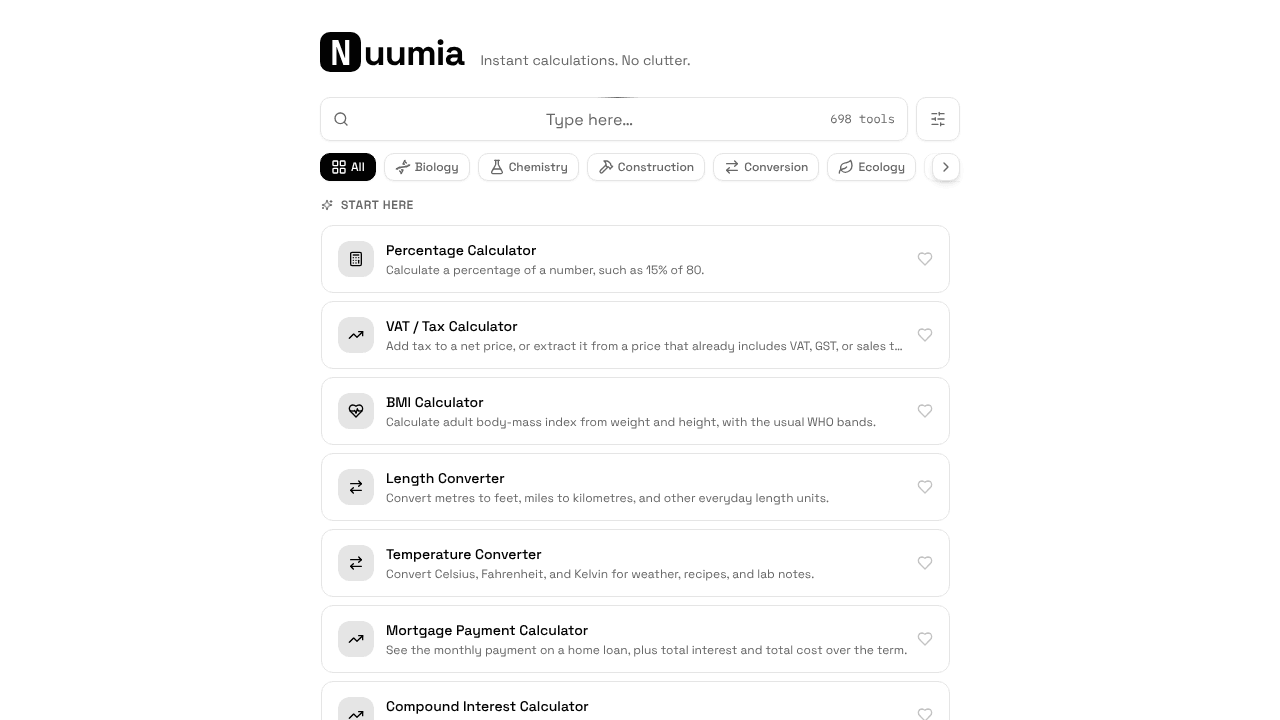 Nuumia website screenshot