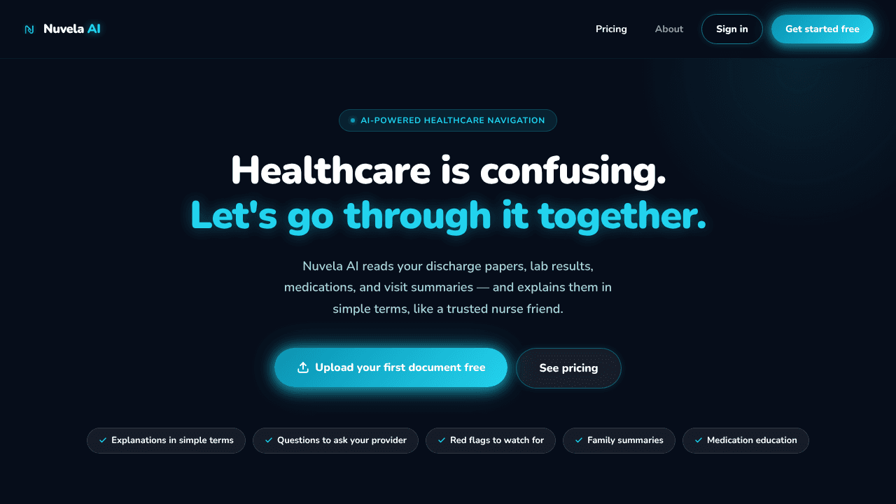 Nuvela AI website screenshot