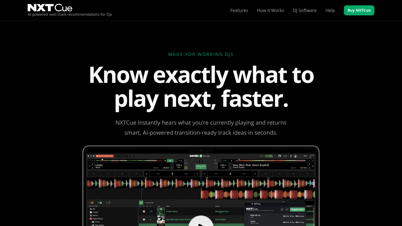 NXTCue website screenshot