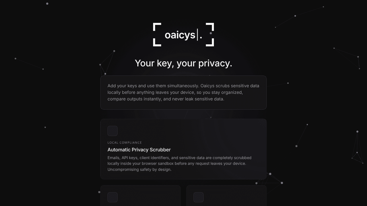 Oaicys — Your key, your privacy. website screenshot