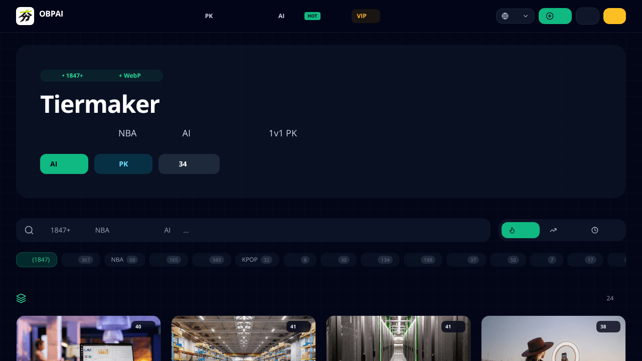 OBPAI Tier List maker  website screenshot