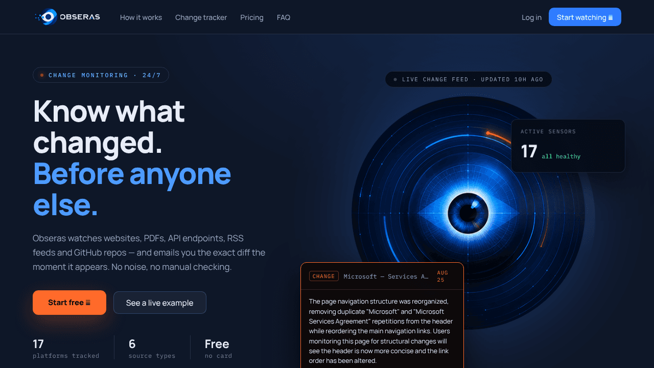 Obseras website screenshot