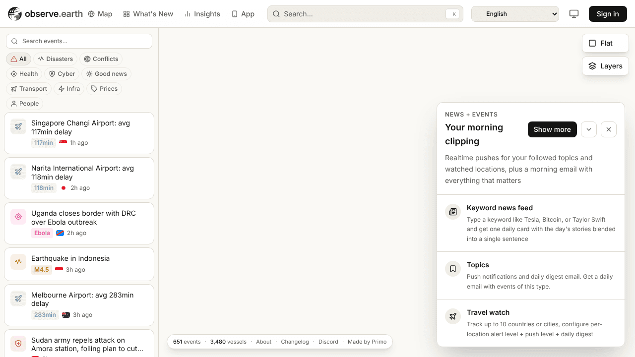 observe.earth website screenshot