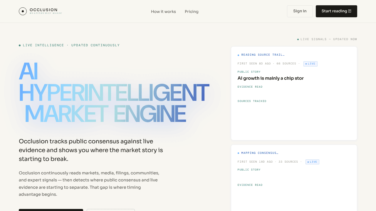 Occlusion website screenshot