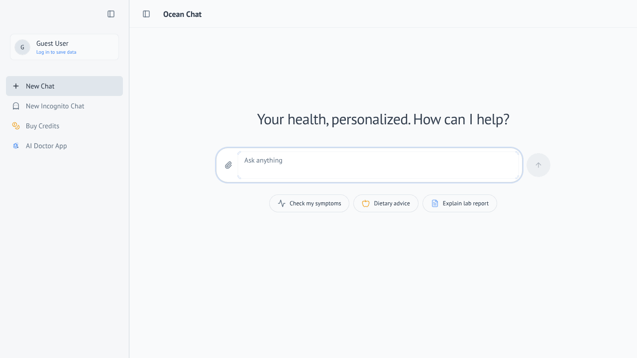 Ocean Chat - Chatgpt for Health website screenshot