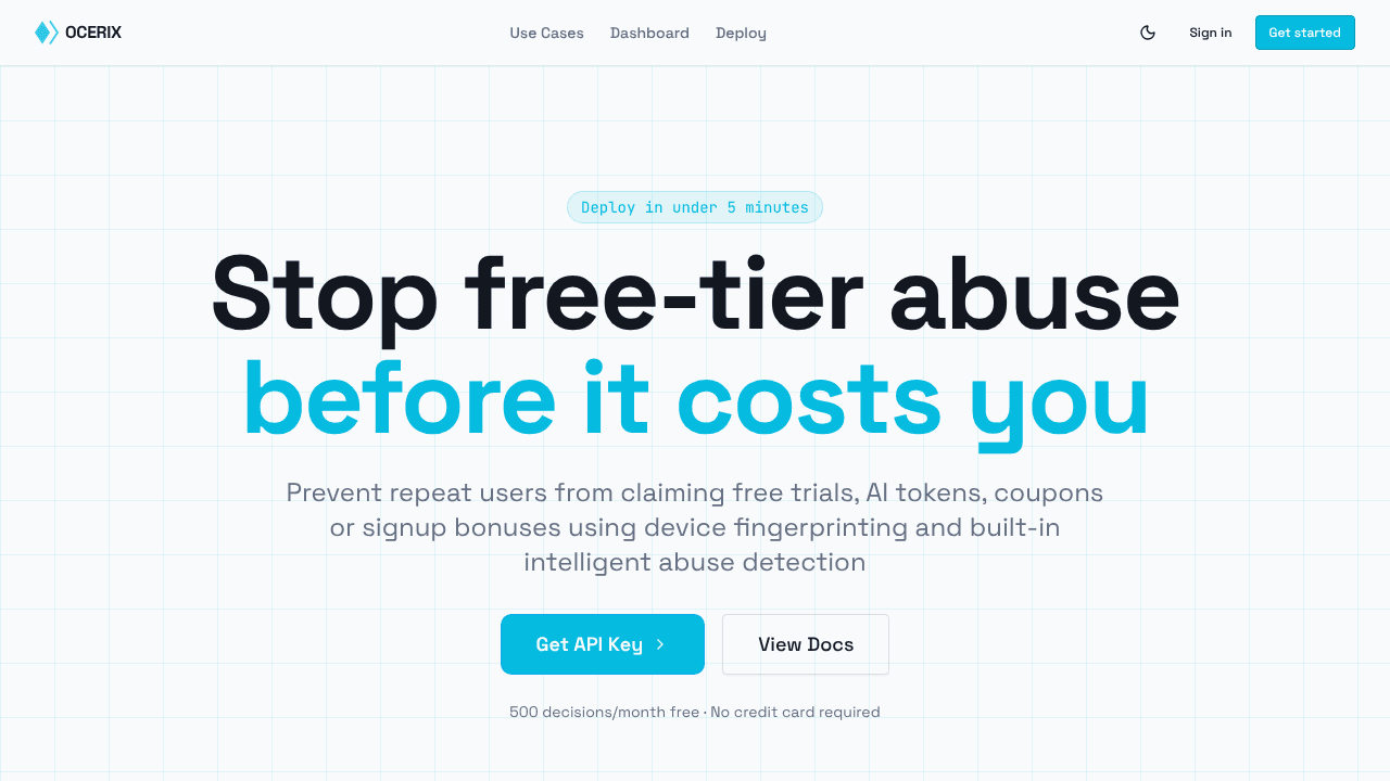 Ocerix website screenshot