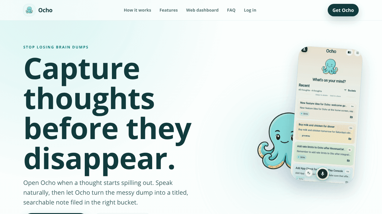 Ocho website screenshot