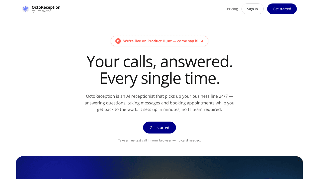 OctoReception website screenshot