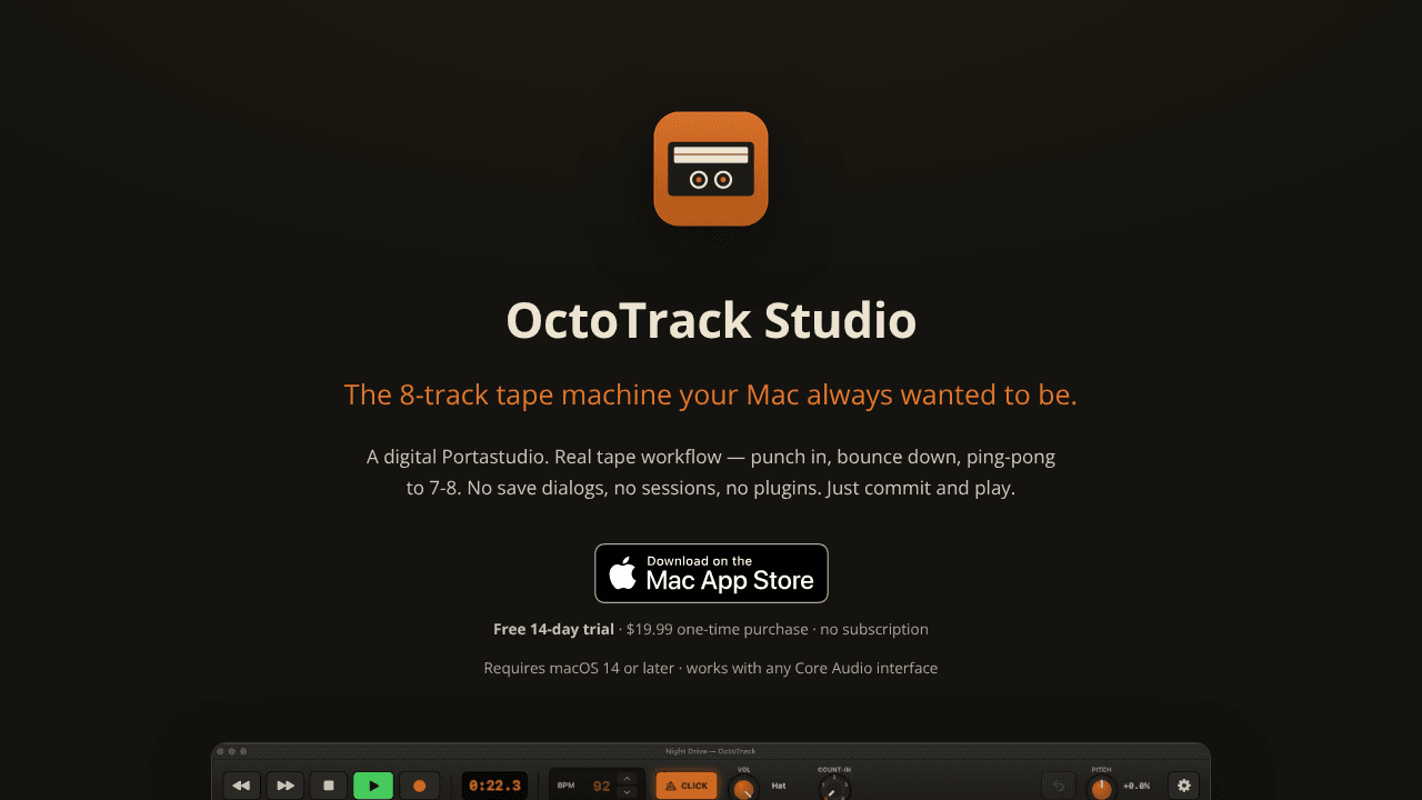 OctoTrack Studio website screenshot