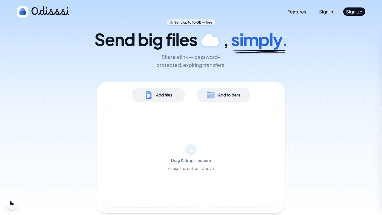 Odisssi website screenshot