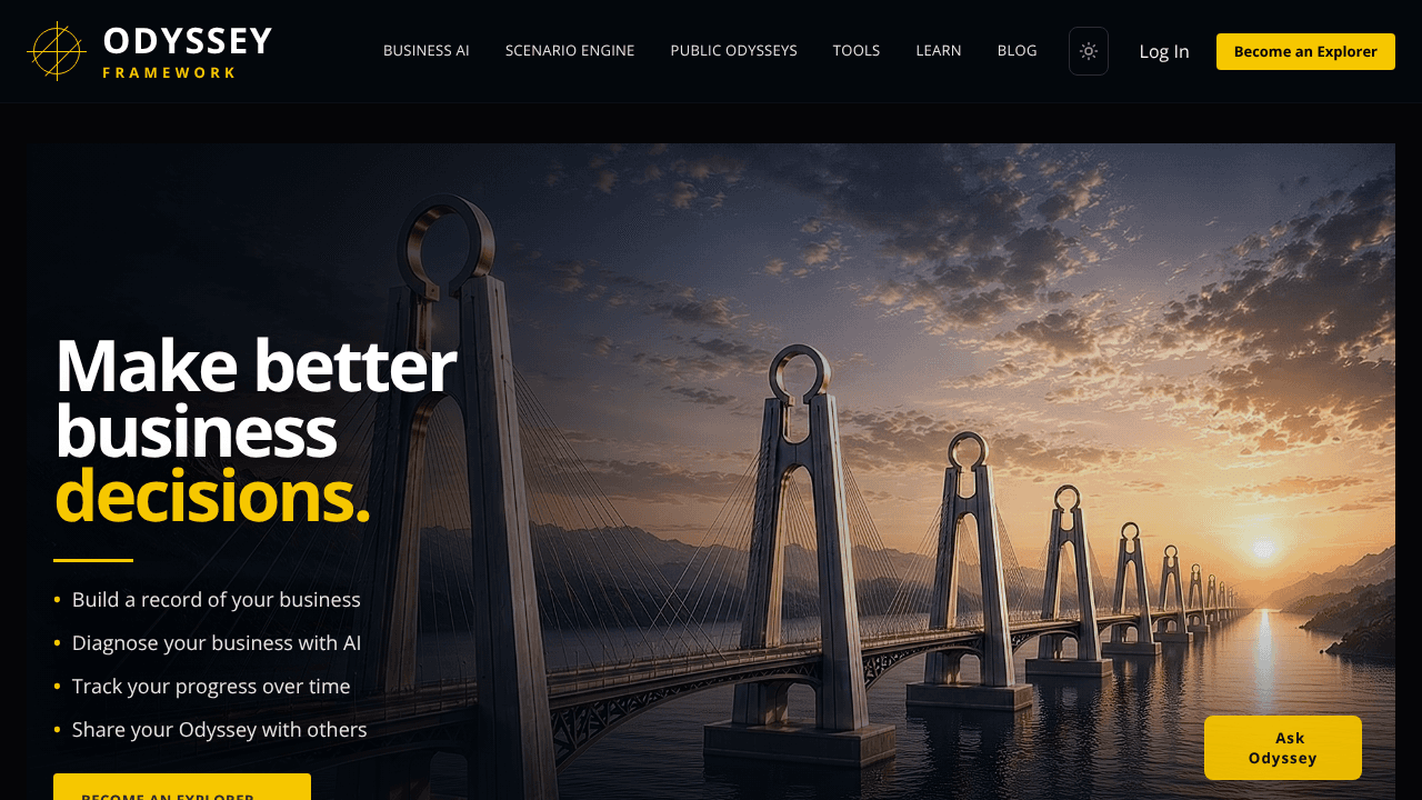 Odyssey Framework website screenshot