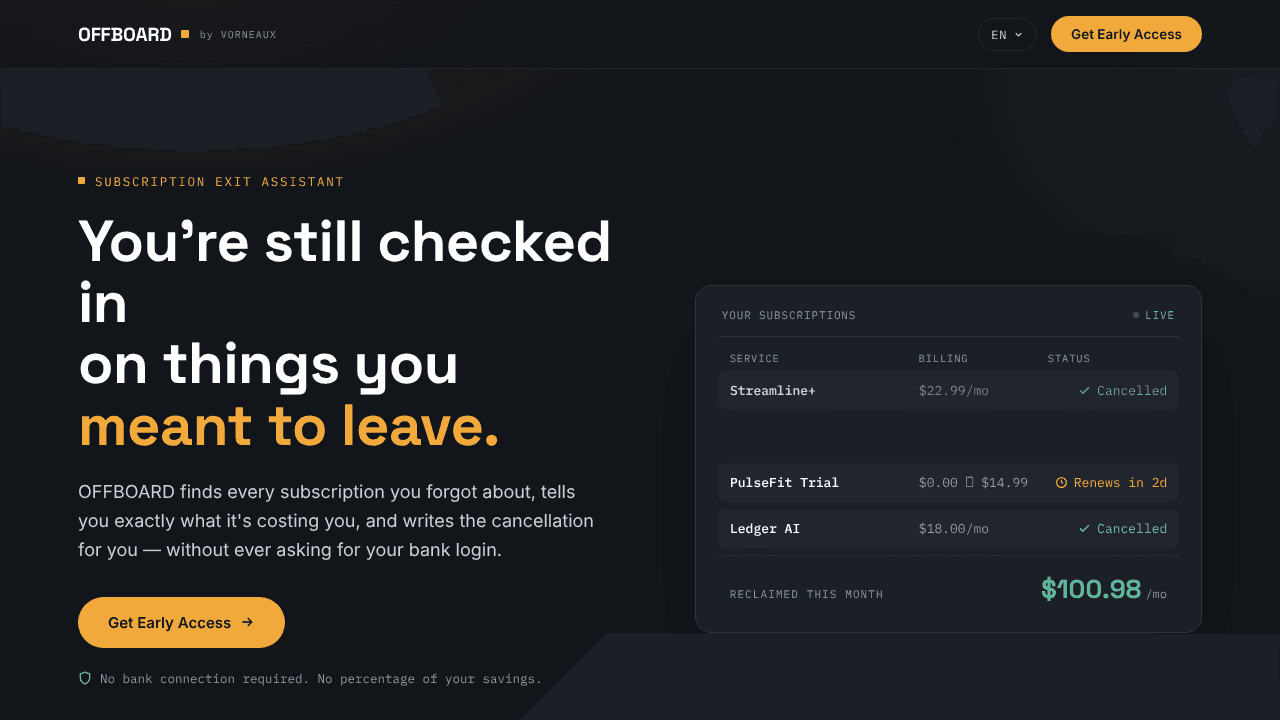 OFFBOARD — Cancel Anything, Safely website screenshot