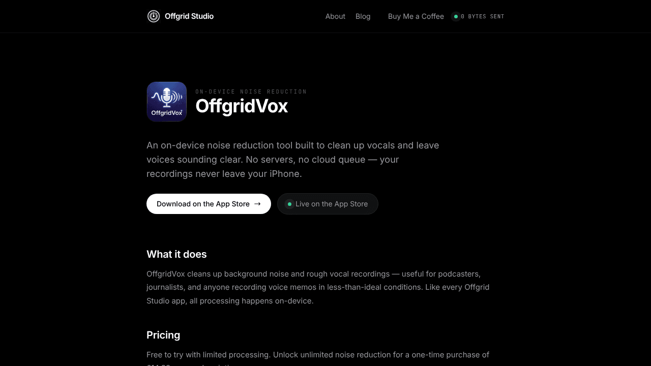 OffgridVox website screenshot