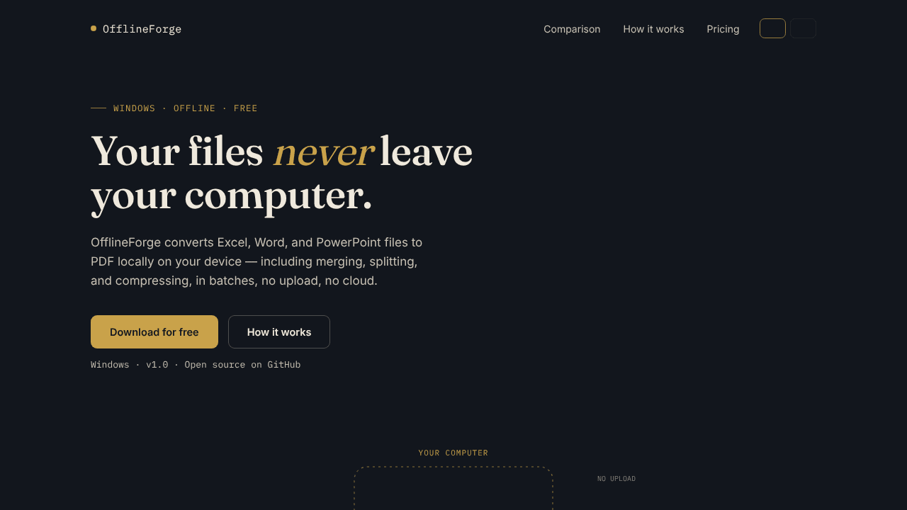 OfflineForge — Convert files website screenshot