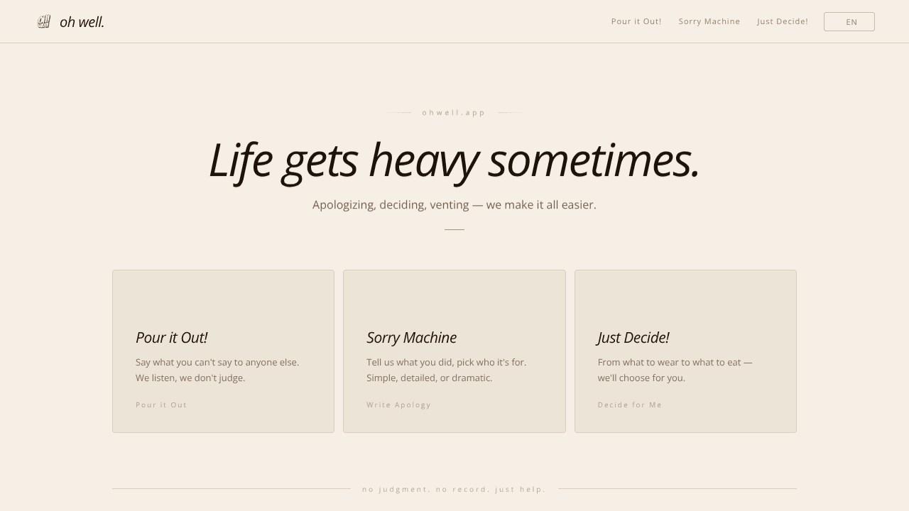 oh well. — We make life easier. website screenshot