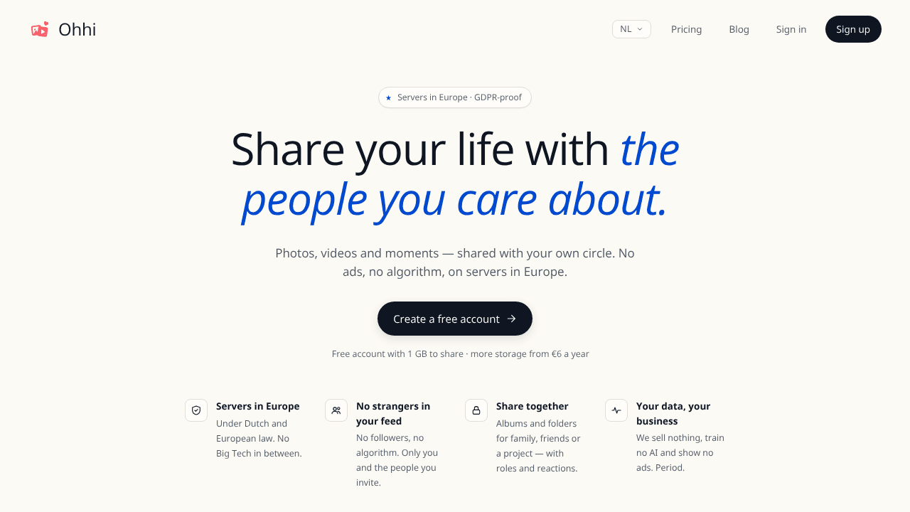 Ohhi website screenshot
