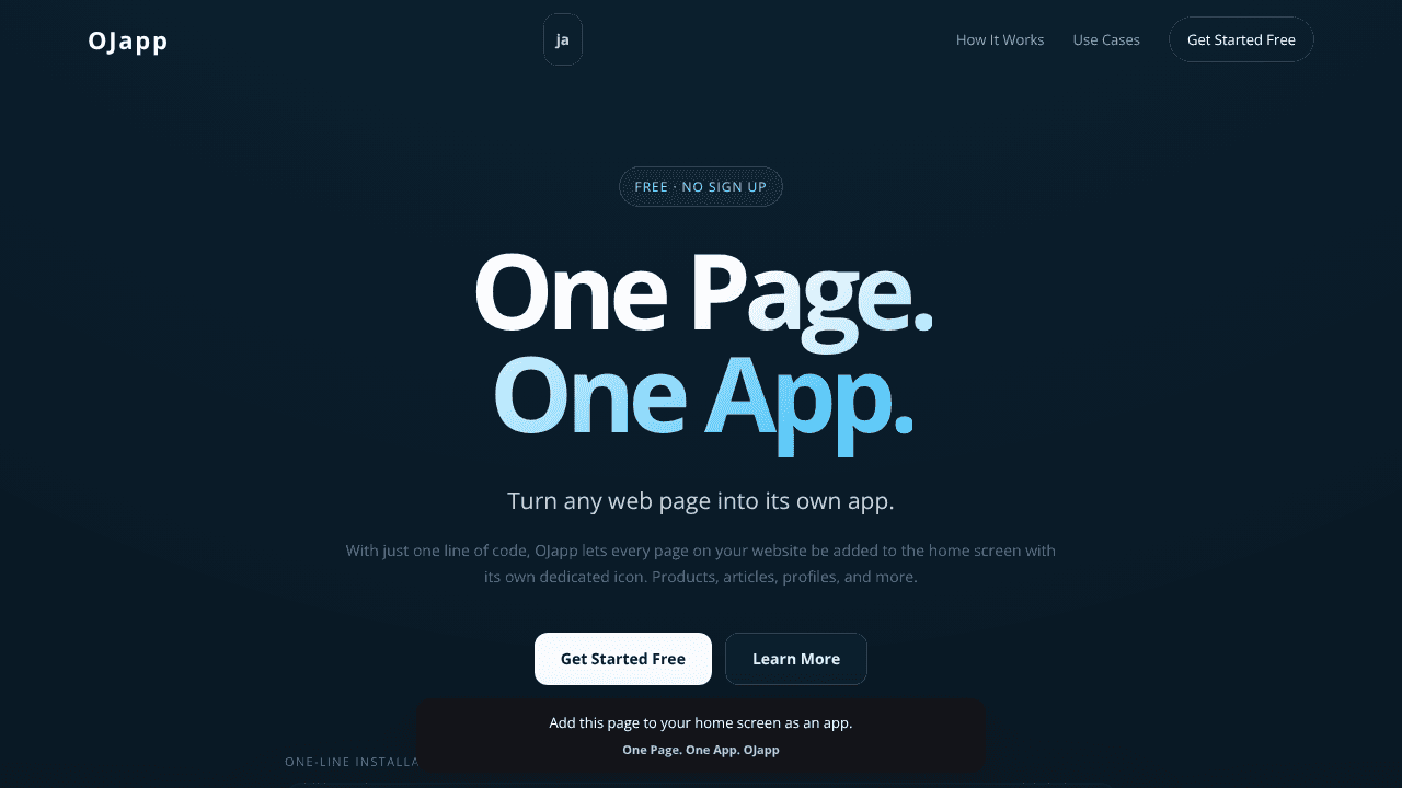 OJapp PWA-1P1A website screenshot