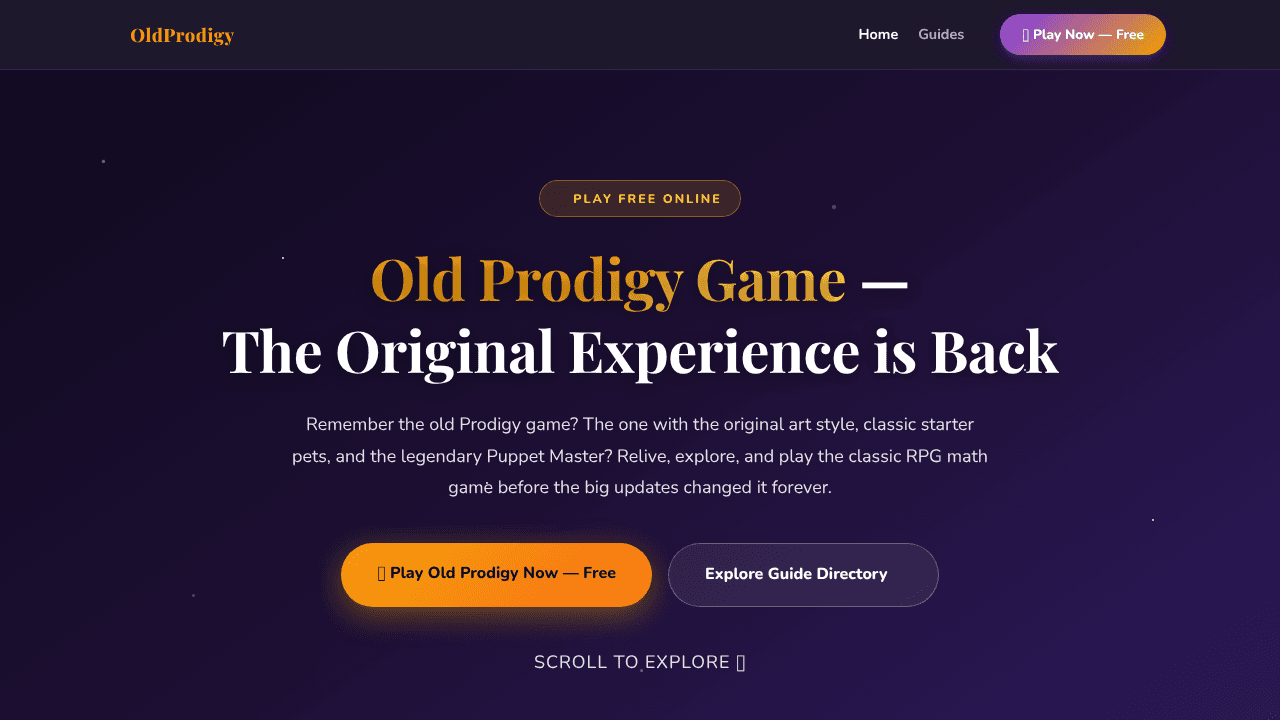 Old Prodigy Game website screenshot
