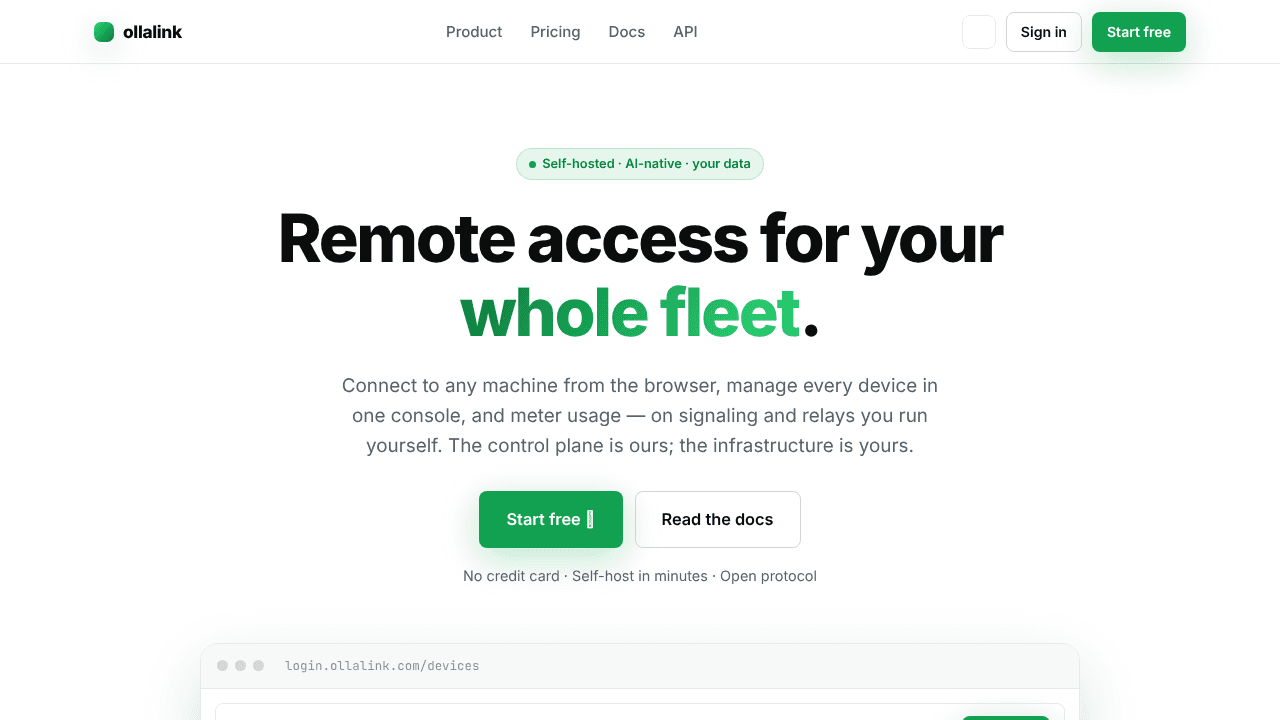OllaLink website screenshot