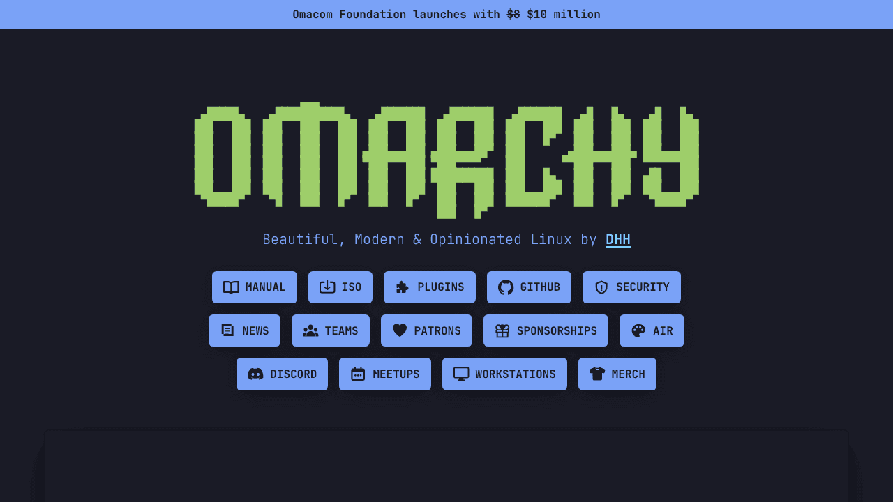 Omarchy website screenshot