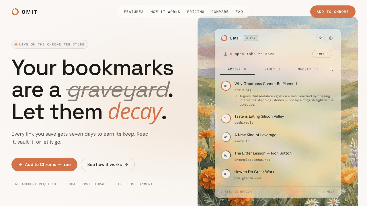 Omit - Self-destructing bookmarks website screenshot