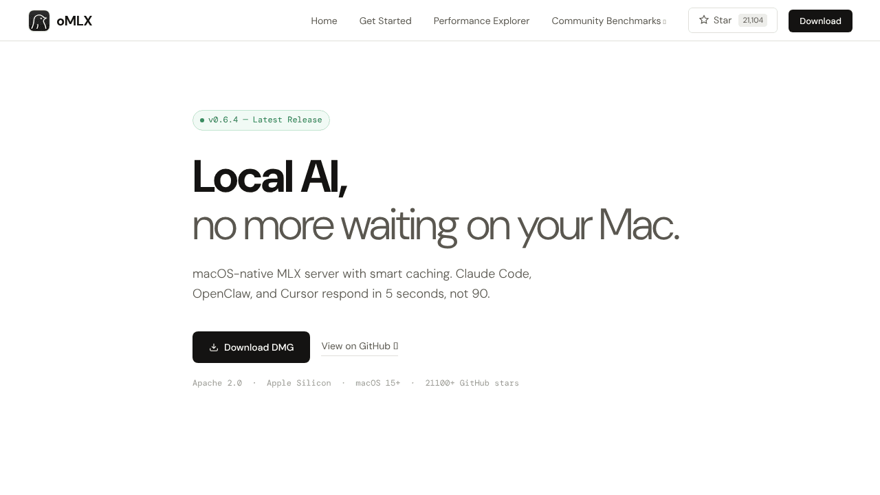 oMLX website screenshot