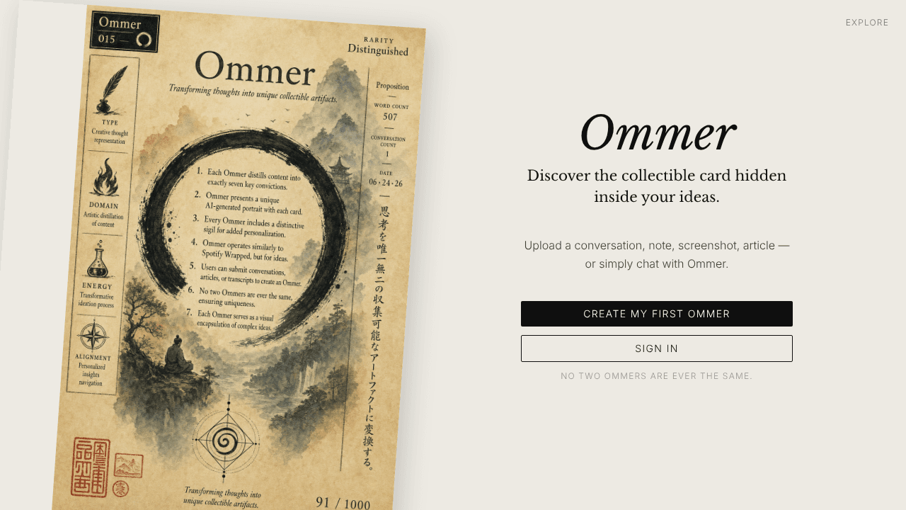 Ommer website screenshot