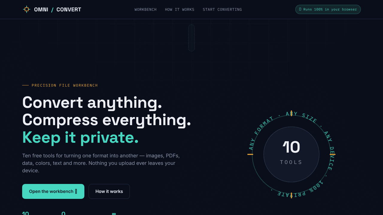 OmniConvert — The File Workbench website screenshot