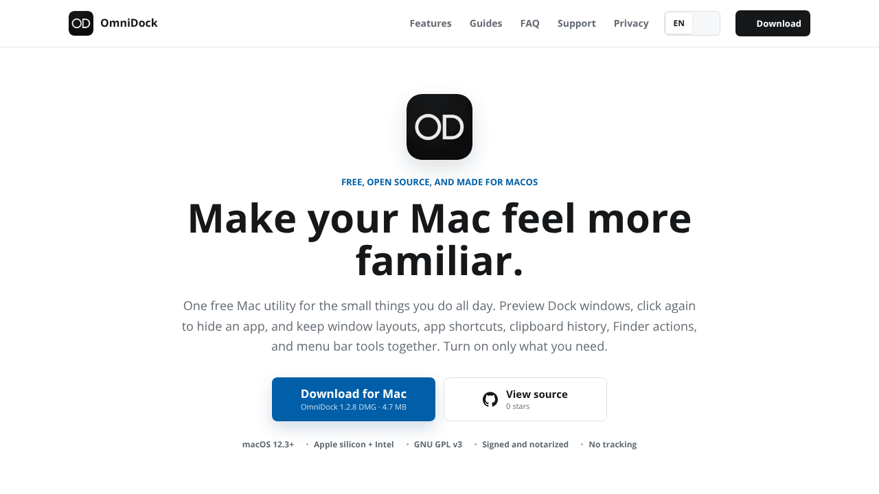 OmniDock website screenshot