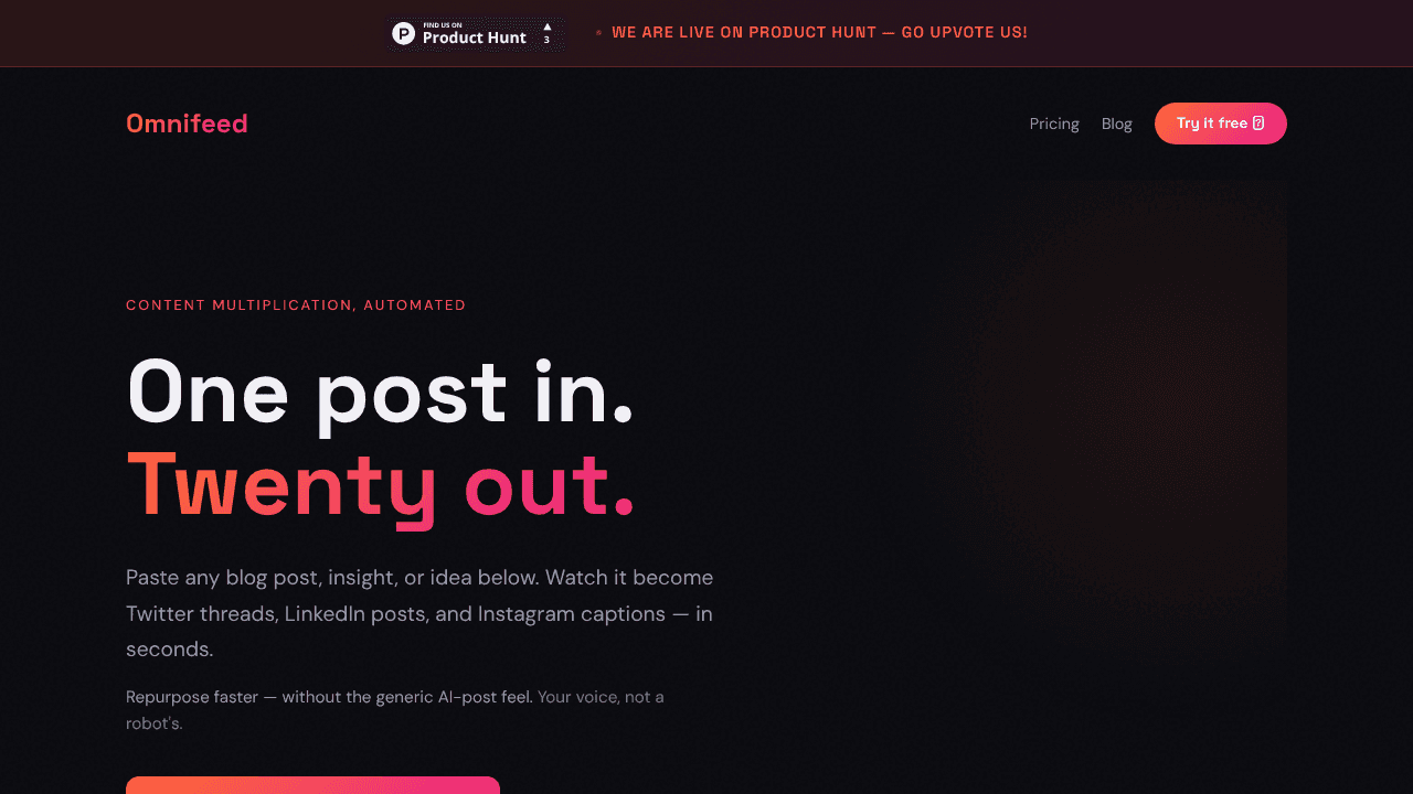Omnifeed website screenshot