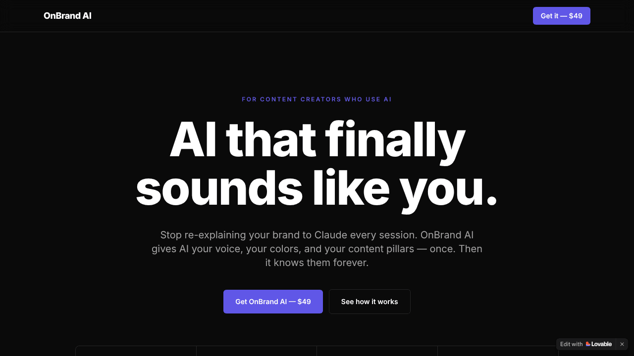 OnBrand AI website screenshot