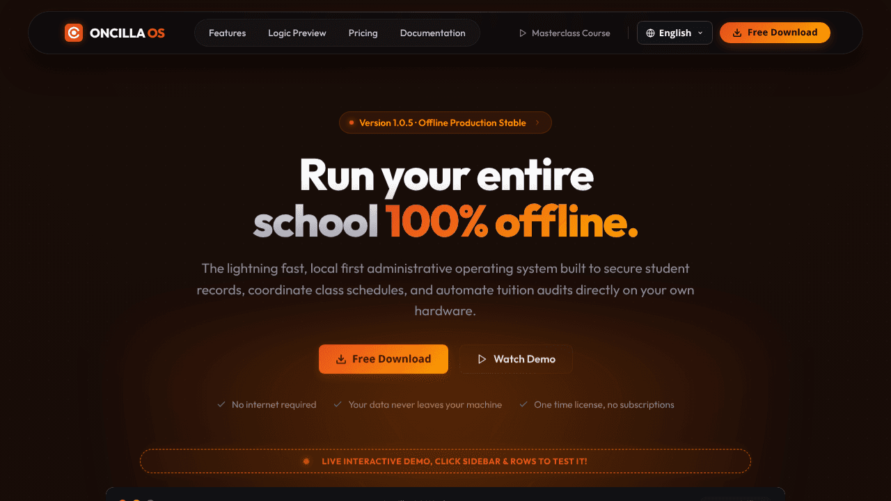Oncilla OS website screenshot