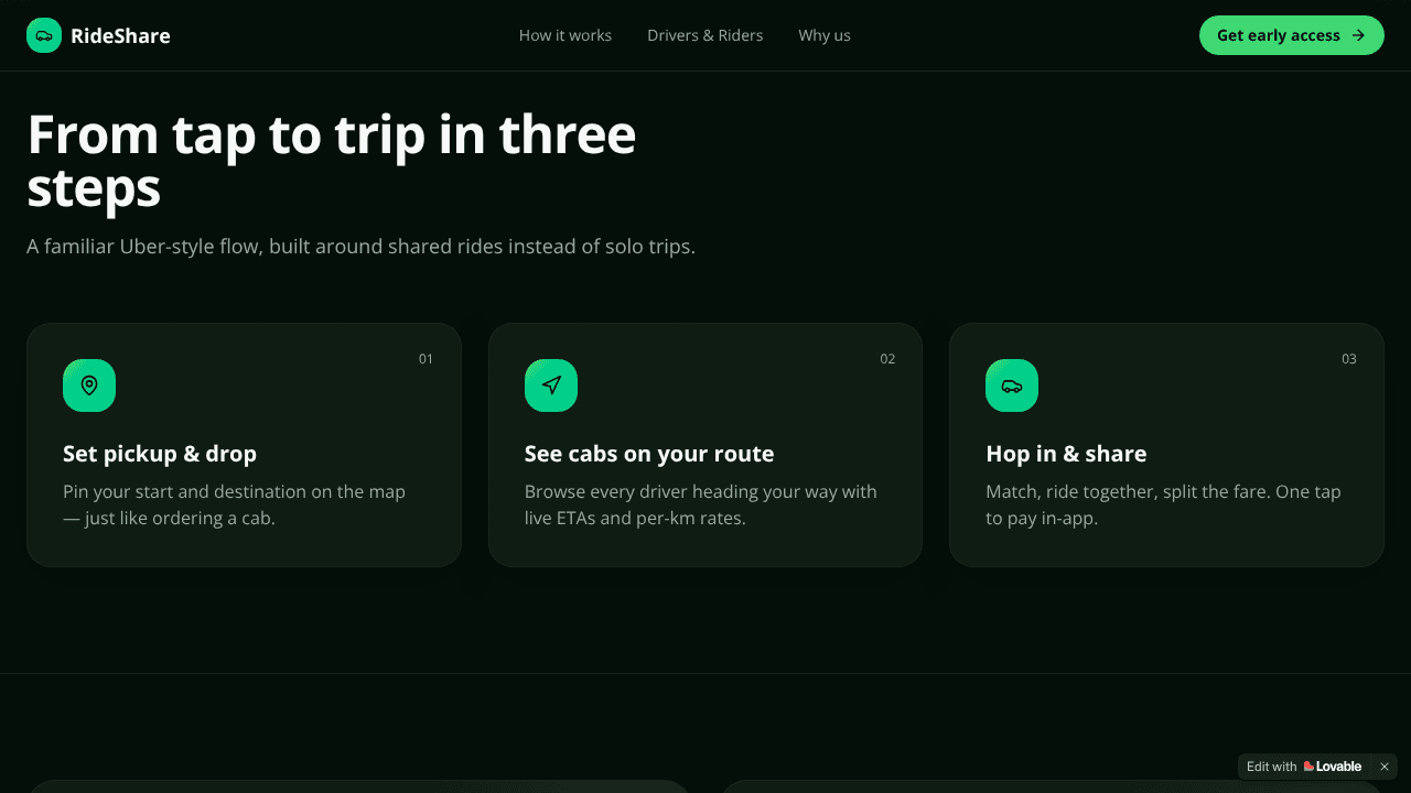 One Demand Carpool (Ride Sharing) App website screenshot