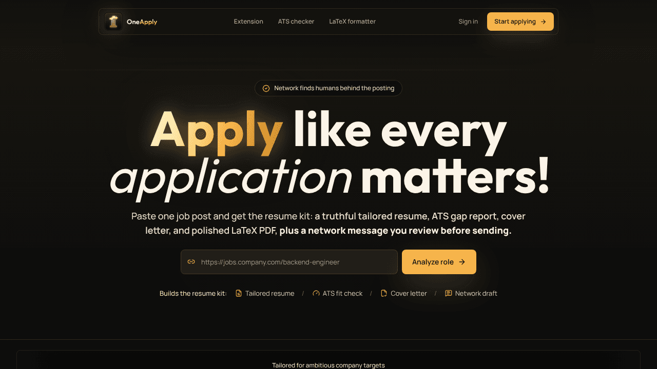 OneApply website screenshot