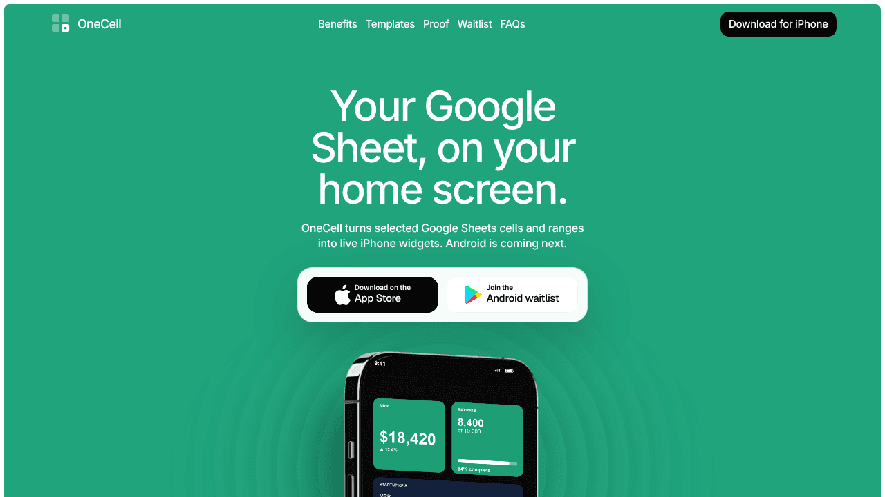 OneCell website screenshot