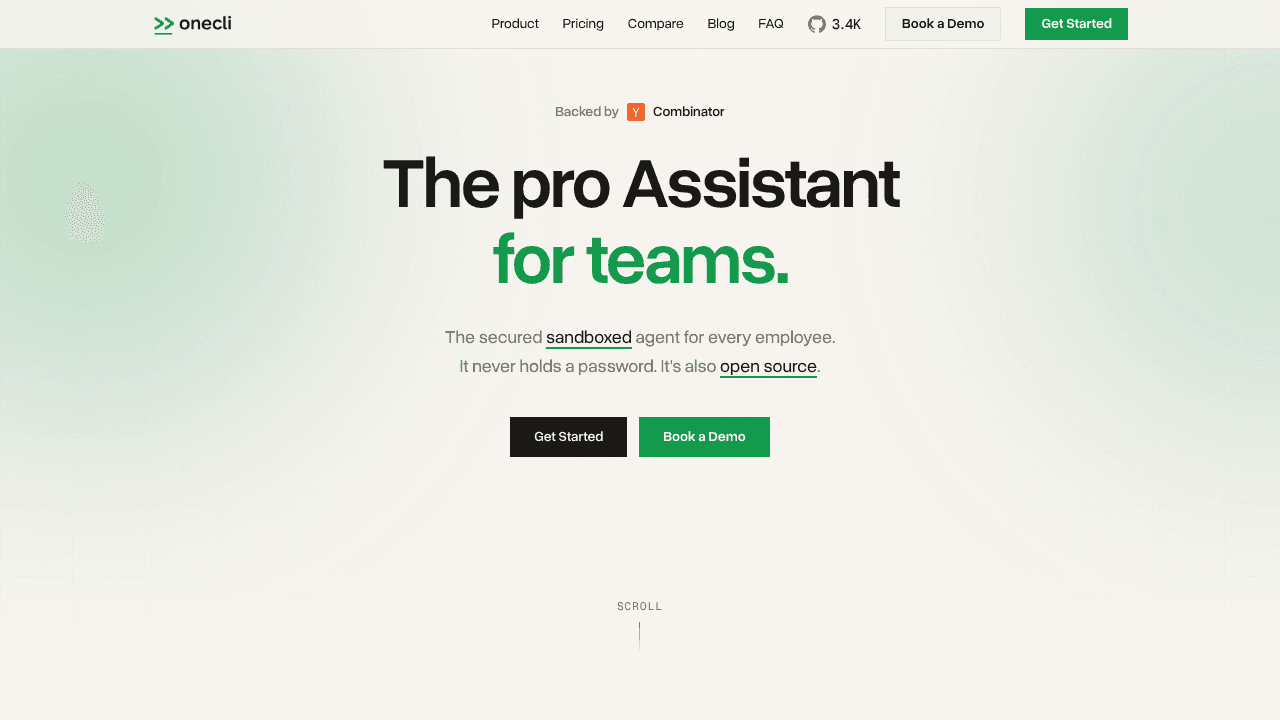 OneCLI website screenshot