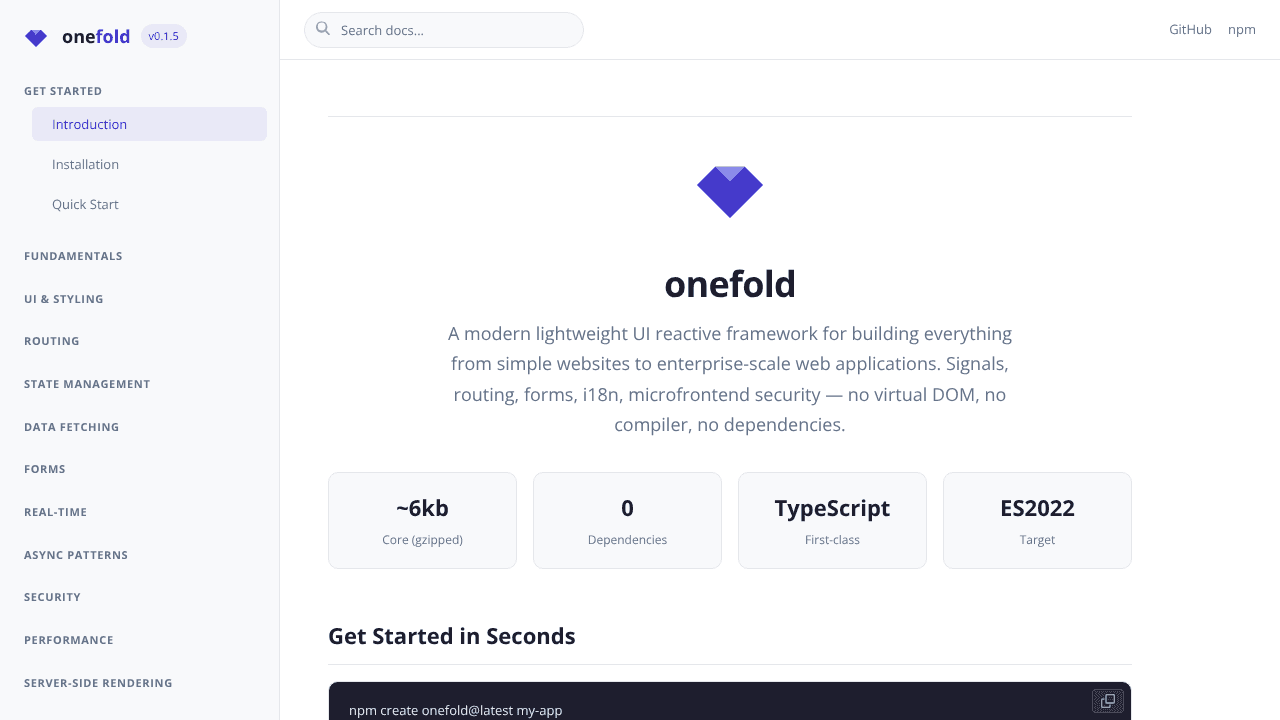 onefold website screenshot