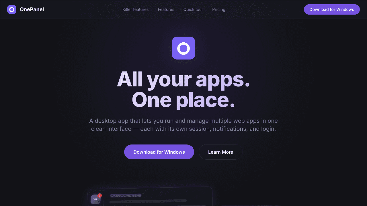 OnePanel website screenshot