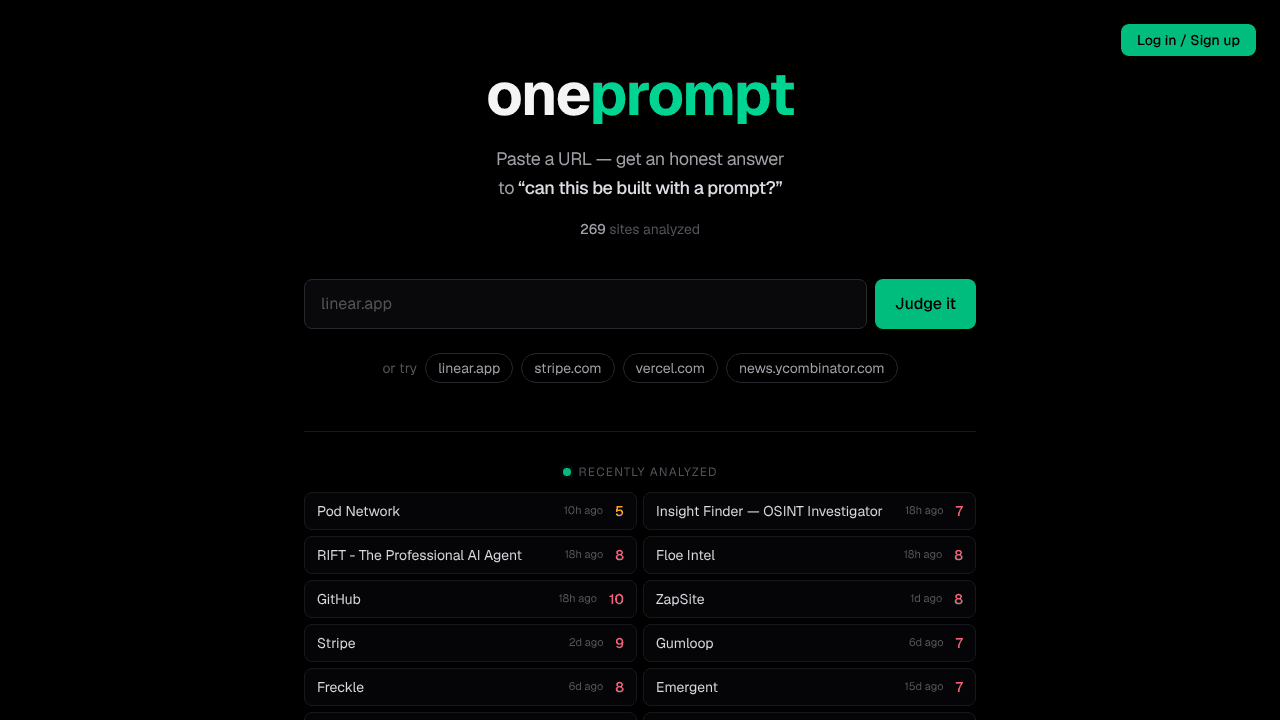 OnePrompt website screenshot