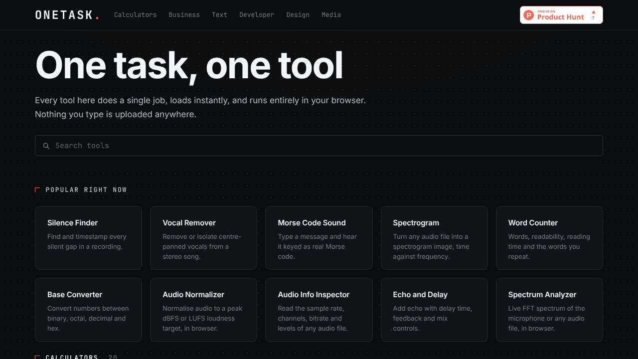 OneTask website screenshot