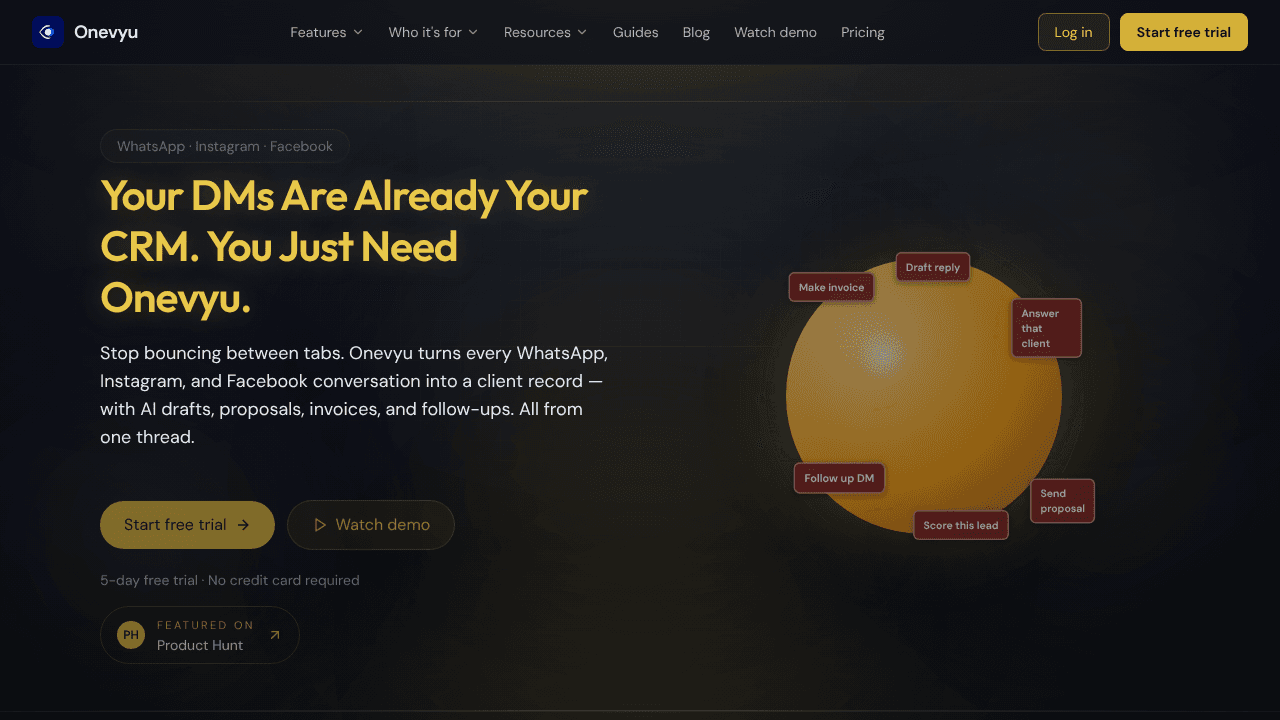 Onevyu website screenshot