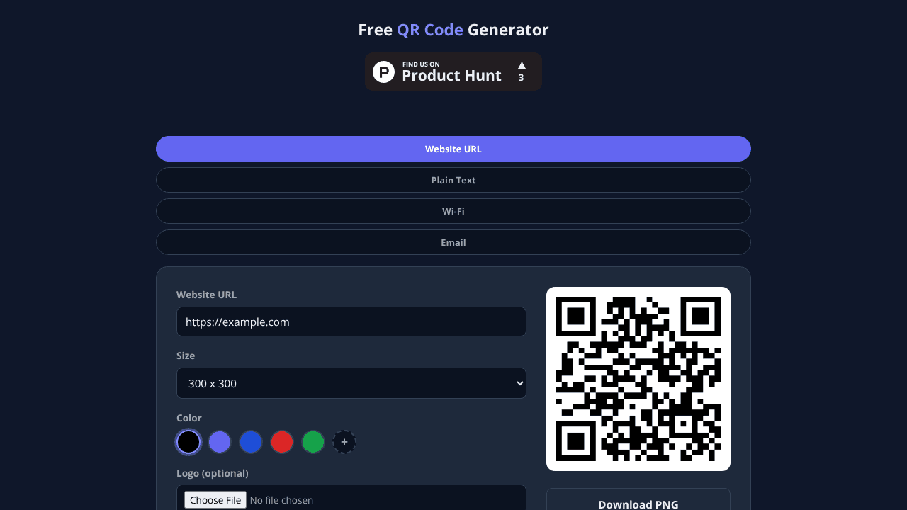 Online QR Code Generator website screenshot