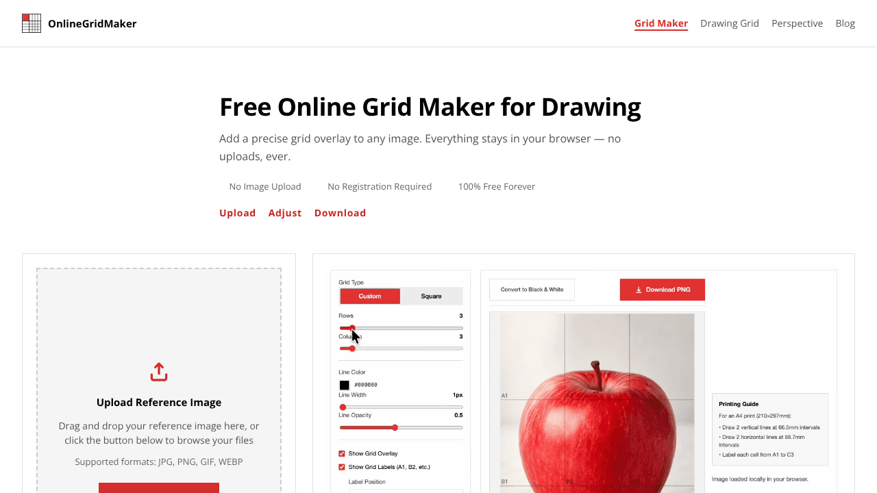 OnlineGridMaker website screenshot