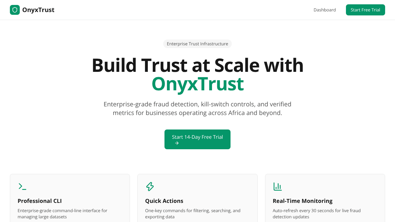 OnyxTrust Core website screenshot