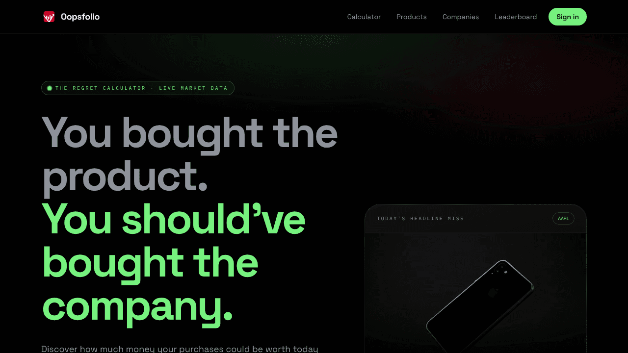 Oopsfolio website screenshot