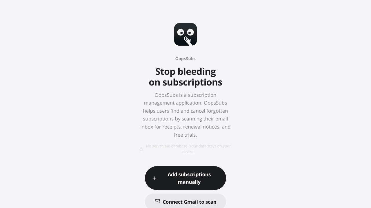 OopsSubs  website screenshot
