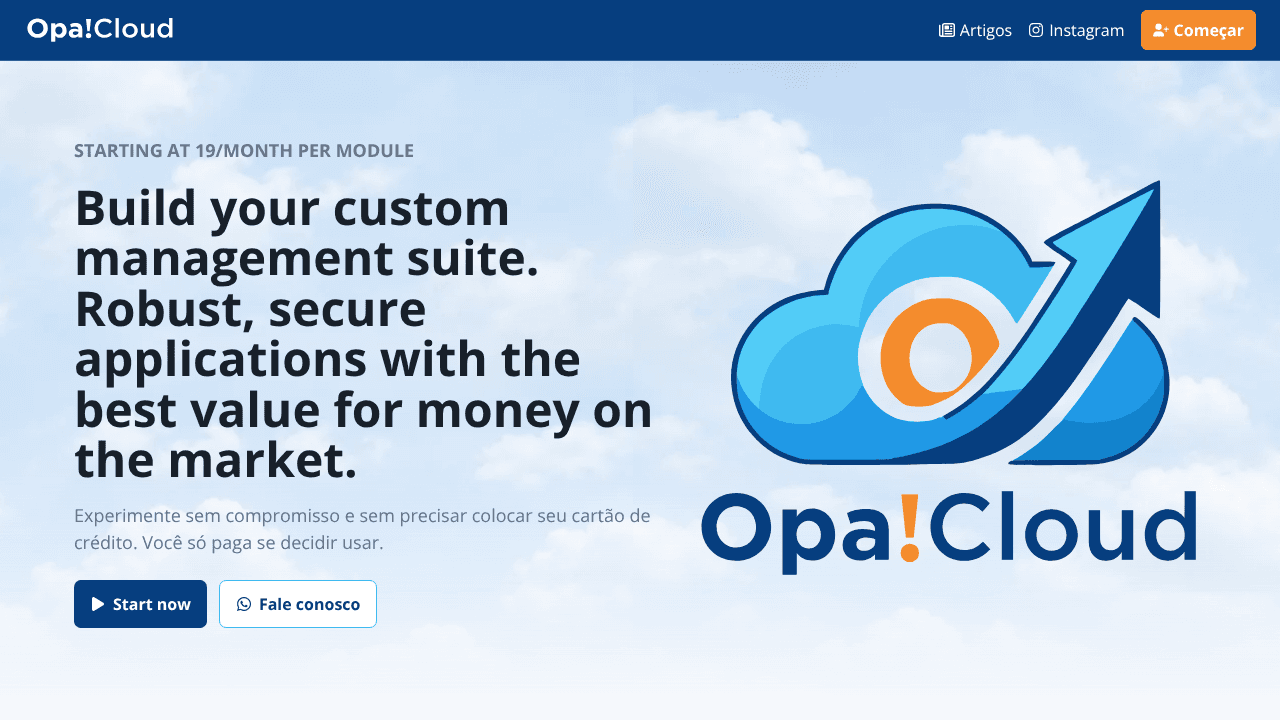 Opa!Cloud website screenshot