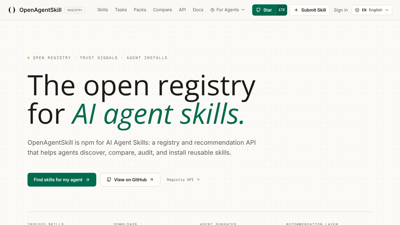Open Agent Skill website screenshot