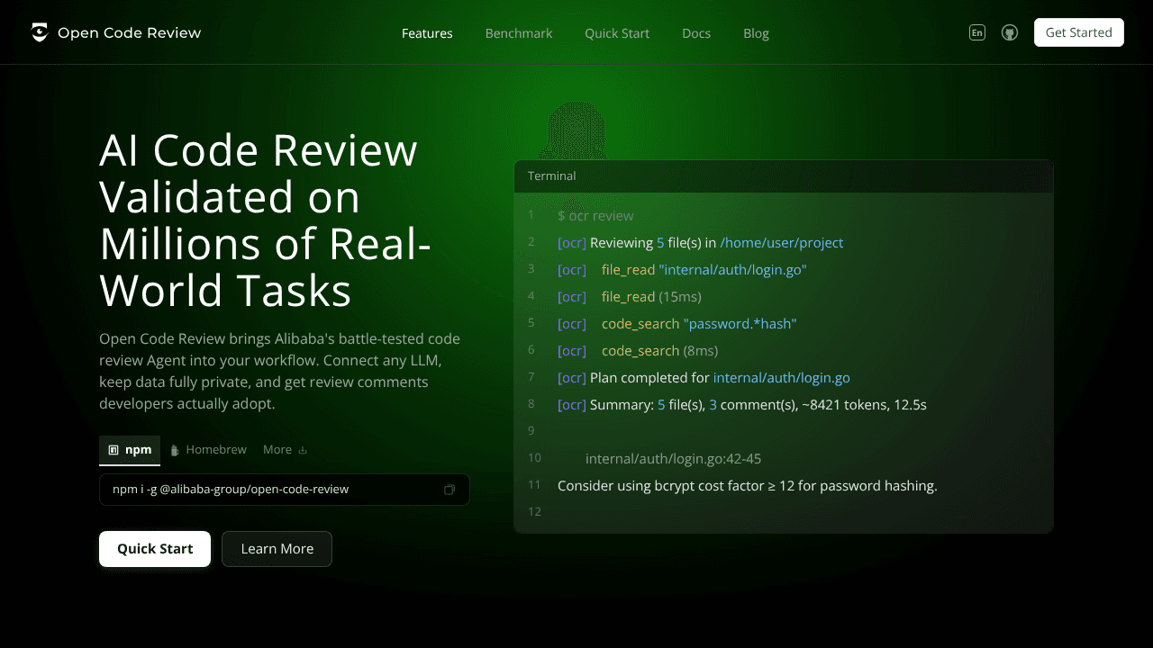 Open Code Review website screenshot