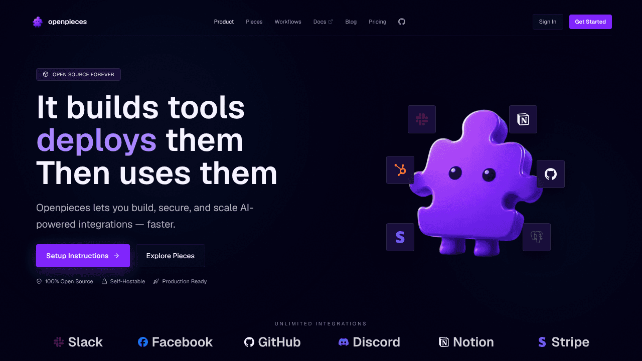 Open Pieces website screenshot